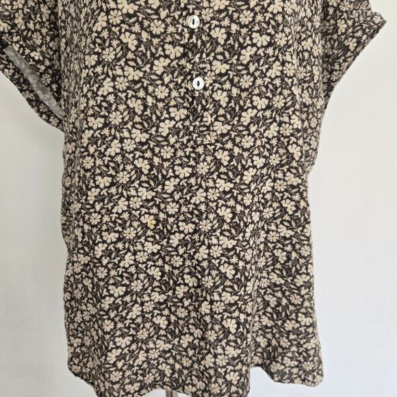 Faherty Dream Cotton Desmond Top Nusafloral Olive Organic Cotton Women Large - Picture 6 of 12